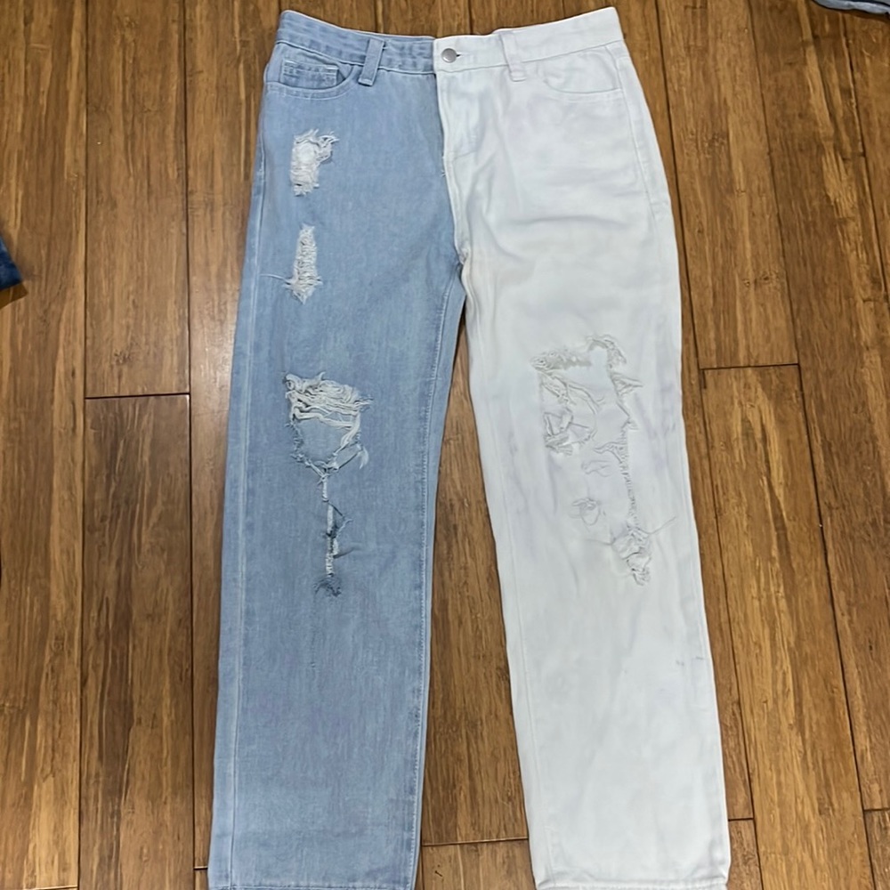 Half and Half ripped jeans